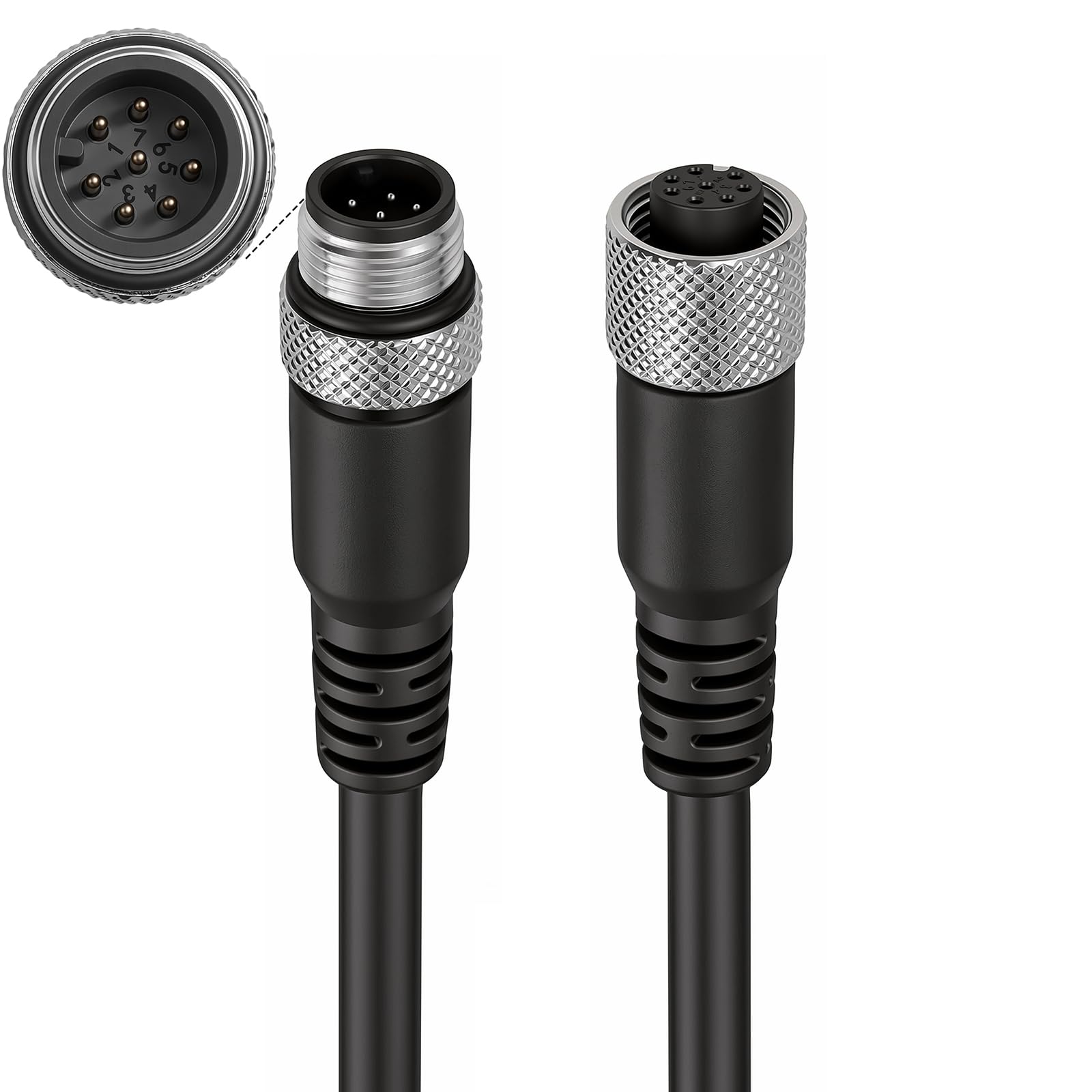 ZBLZGP M12 A-Code 8 Pin Aviation Sensor Male Female Electrical IP67 Waterproof Cable (Male to Female, 40M/131.2FT)