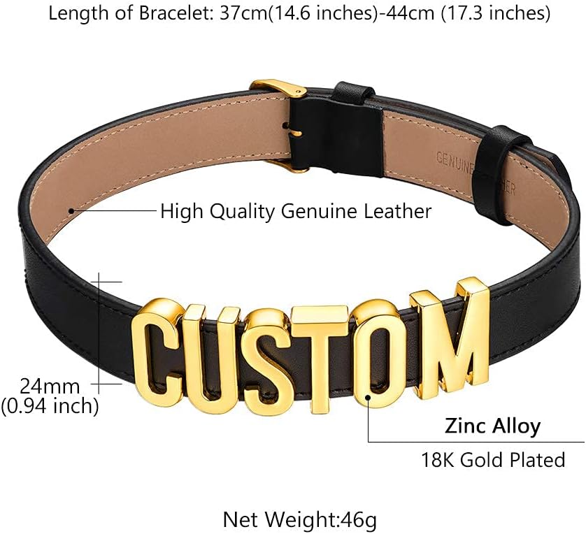 Custom4U Personalized Black Leather Choker Necklace with Picture/Name/Initials/Letters Charm,Custom Made Adjustable Choker Collar Gothic Punk Necklaces Jewelry Gifts for Women - Image 4