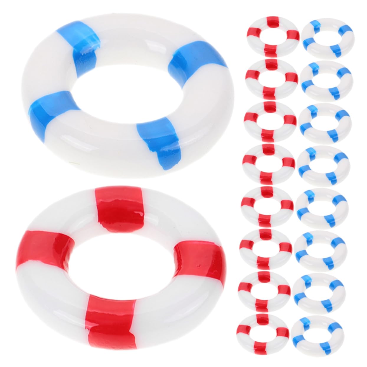 Outanaya 24Pcs Mini Life Ring Buoys for Nautical Decor Mediterranean Style Swimming Rings Cute Micro Landscape Ornaments for Home and Garden for Beach and Pool Themes