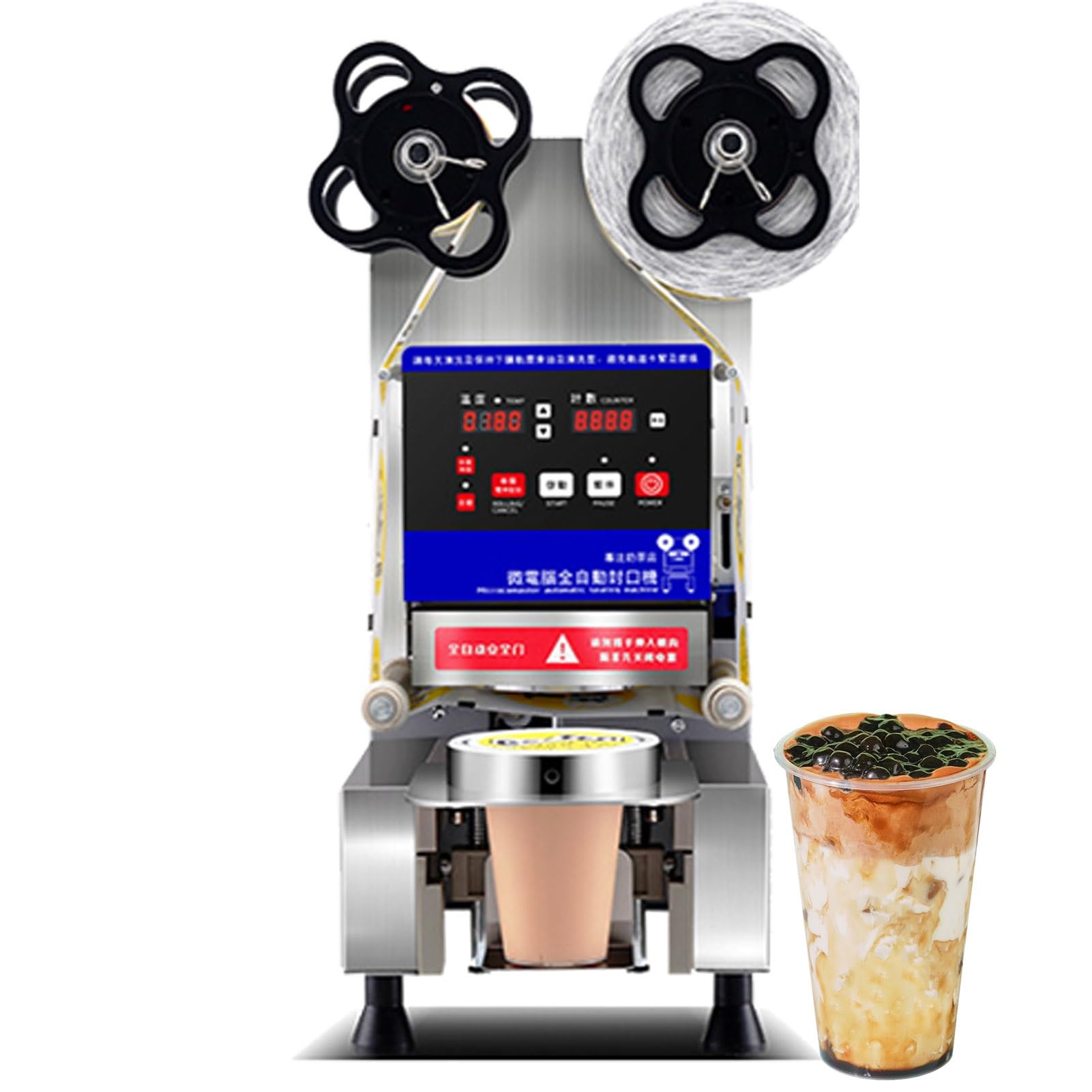 AYCDL 5°C to 250°C 90/95Mm Cup Diameter Cup Sealing Machine 350W Commercial Tea Cup Sealing Machine Digital Control LCD Panel Cup Sealer