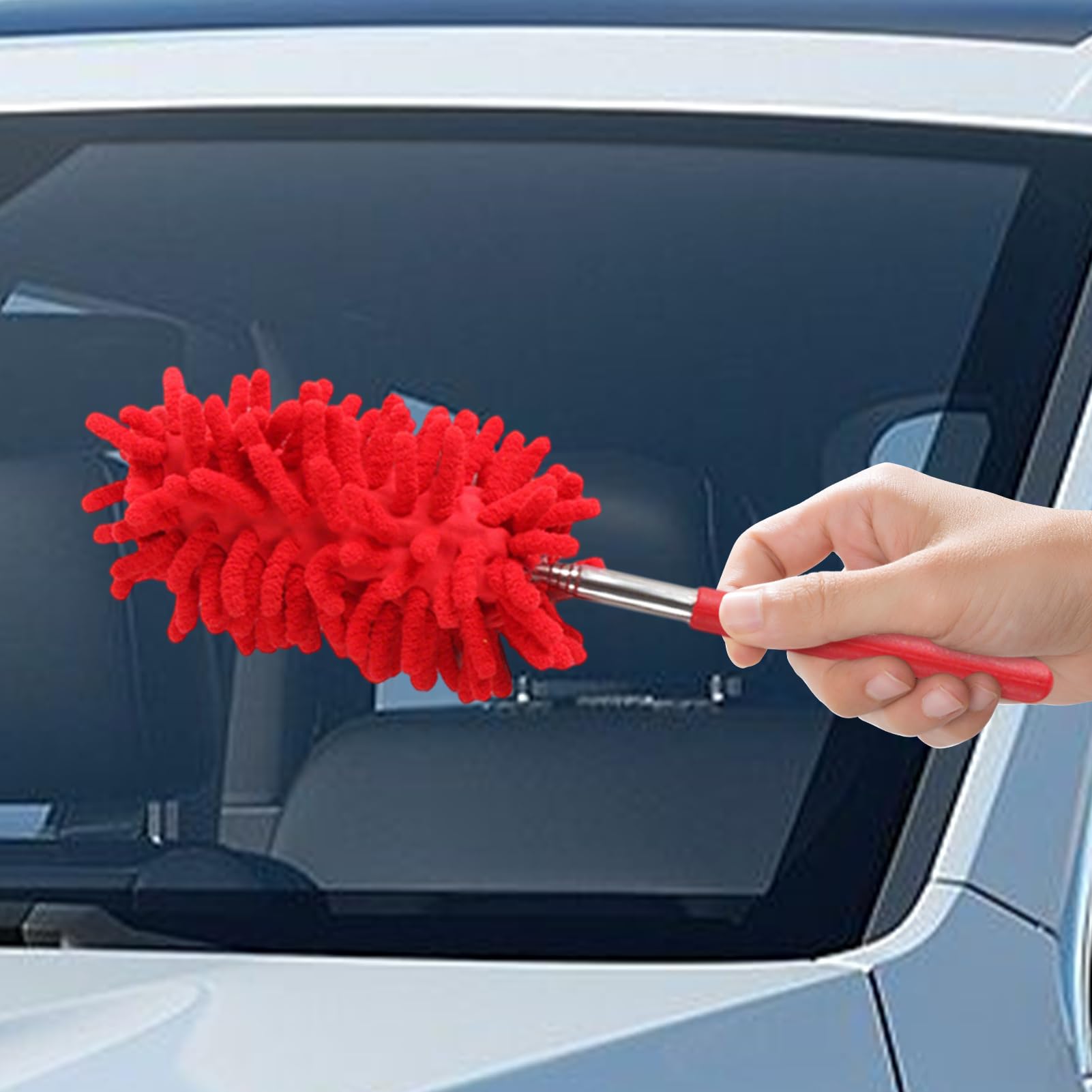Spazzola per la pulizia 'auto, per rimuovere la polvere 'auto, senza graffi, in morbida microfibra, con manico estensibile, adatta per auto, camion e moto