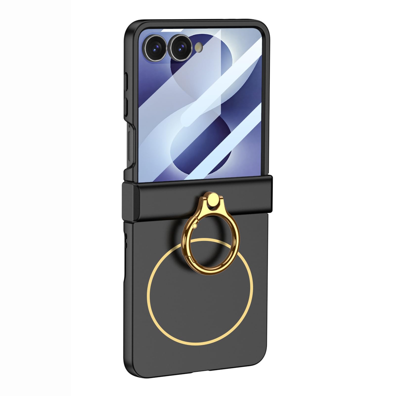 LUOTANL Hinge Case for Samsung Galaxy Z Flip 8, Small Screen Film Protector Slim Plating Ring Cover