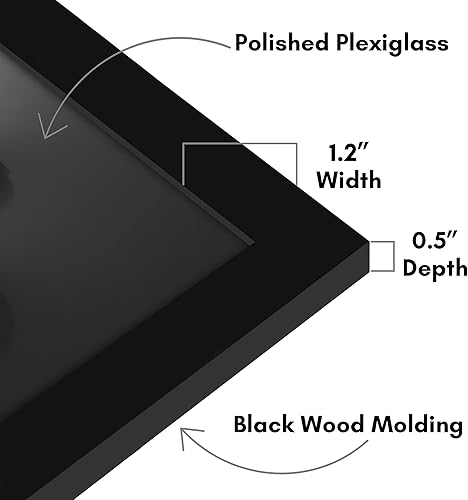 Vista 1075 de Americanflat - Marco para póster de 71 x 74 cm con plexiglás pulido, portarretratos negro de madera industrializada, Epic Collection, marco ancho