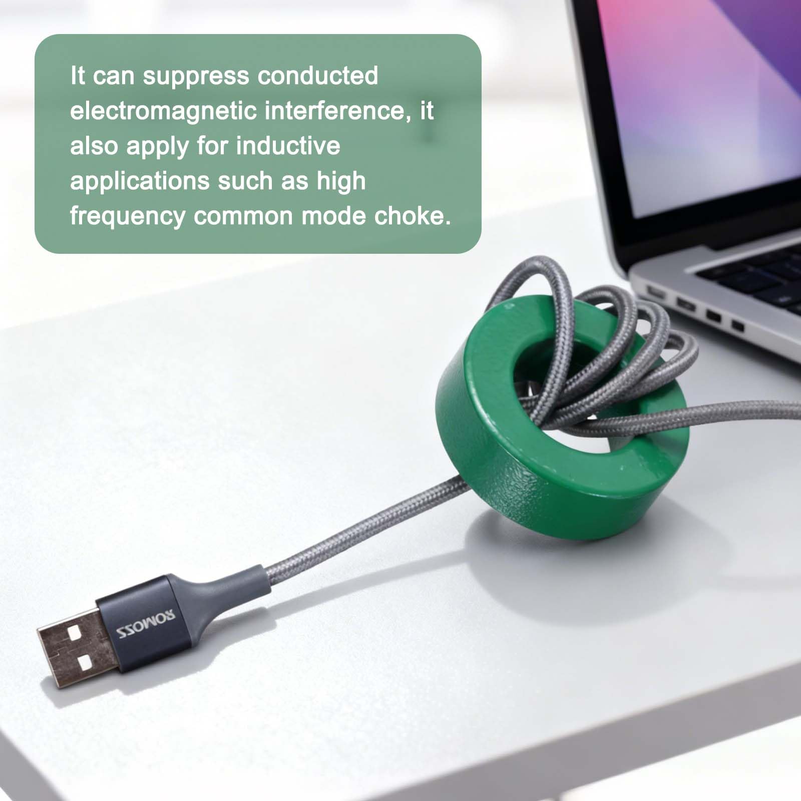 QUARKZMAN 2 Pcs Noyau Toroïde En Ferrite Anti-Parasites RFI EMI Pour Câbles ID 38mm 1.5inch Ferrite Manganèse-Zinc Pour Appareils Électroniques, Industrie, Vert