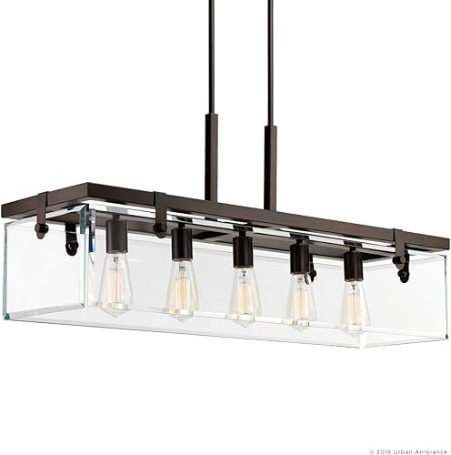 Miniatura 7 de Urban Ambiance Lámpara de araña moderna de lujo, tamaño grande 15.75 pulgadas de alto x 36.75 pulgadas de ancho, con elementos de estilo industrial