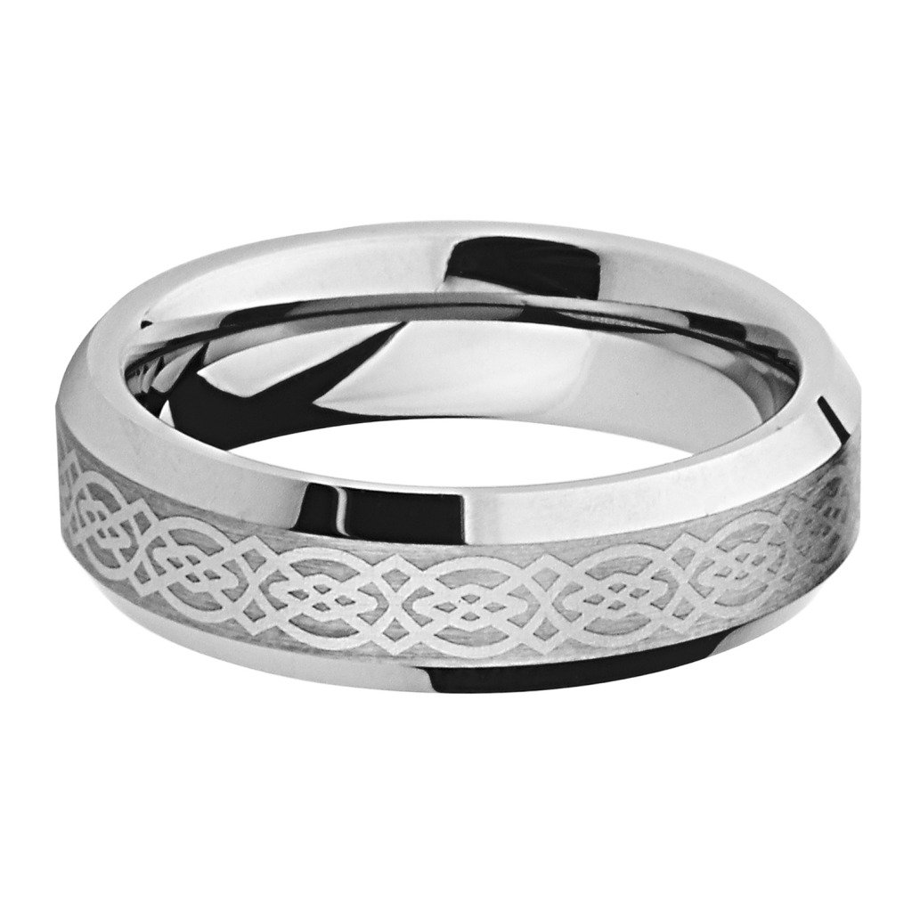 GoldenMine 6mm Celtic Design Laser Engraved Tungsten Carbide Comfort-Fit Wedding Band Ring (Size 5 to 12) - Size 12