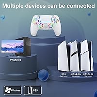 Vista 2 de BUERTT For PS5 Controller Wireless,Compatible with PS5 Pro/Slim/PC,Wireless Controller with 7 Colors RGB Light,Dual Vibration, Macro/Turbo Function