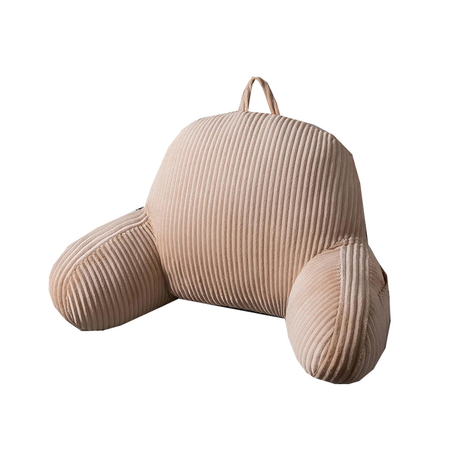 Mozzeilee Removable Comfortable Reading Pillow with Portable Handle, Supportive Breathable Backrest Cushion, Soft Washable Lumbar Pillow (Khaki,80x50cm)