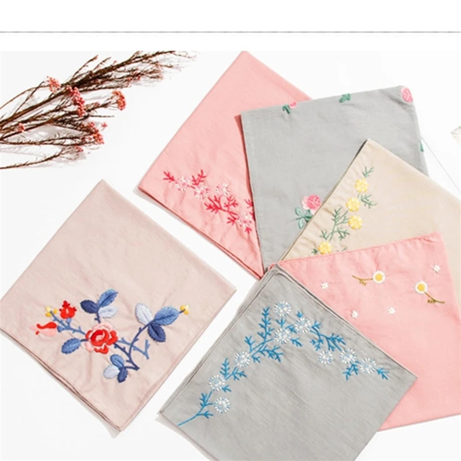 Kit de bordado, juego costura 3 piezas, patrón flores(Flower Brocade Blue)