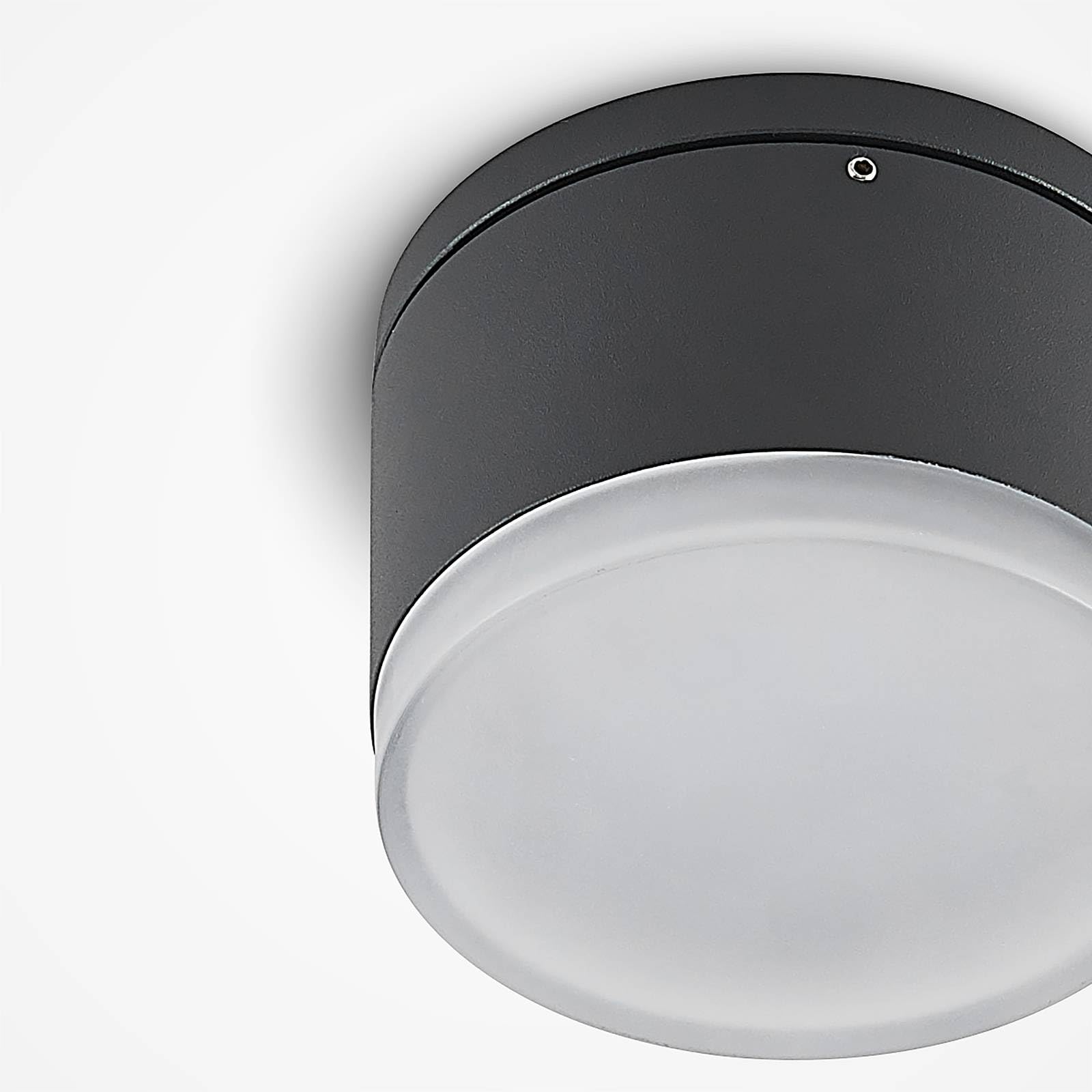 Lindby LED Deckenleuchten Mathea (spritzwassergeschützt (Modern) in Schwarz aus Aluminium (1 flammig,) - Außenleuchte für Garten Terasse Balkon & Haus Deckenleuchte