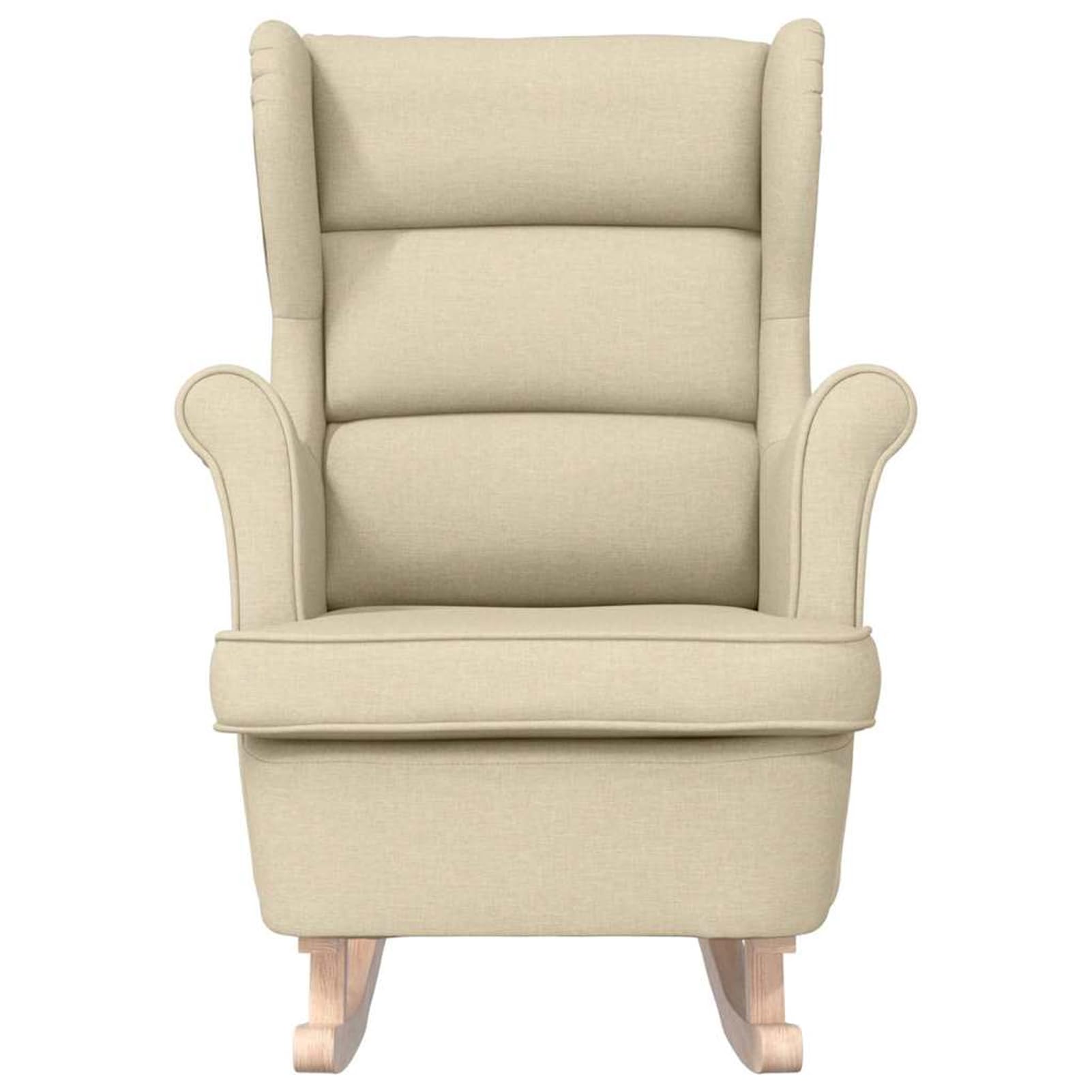 Fotel bujany kremowy 74 x 90 x 102 cm tkanina poliester | 100% tkanina poliestrowa, masywny stelaż z drewna gumowego, nośność 110 kg, delikatny ruch kołysania