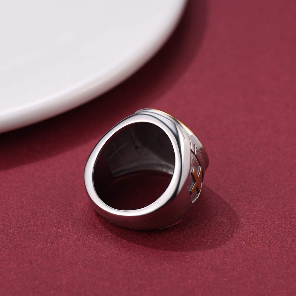 FaithHeart Anello Uomo San Michele Amuleto in Acciaio Inox 316L Antiallergico Argento Nero Retro Rilievo 3D Misure IT 14-32 Disponibili Gioielli Talismano Regalo Compleanno
