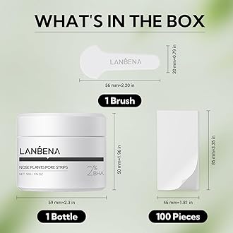 LANBENA Pore Strips (50g/1.76 Oz), 100 pcs Nose Strips, Blackhead Remover Mask, NOTICE: Cream Goes Dried out & Rubbery At Low Temperature, Place Bottle in Boiling Water to Soften