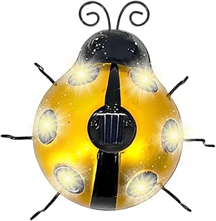 Tmay Ladybug Solar Lights Outdoor Decorative | Solar Lantern for Outdoor,LED Outdoor Waterproof Lights, Security Lights, Flood Wall Lights for Yard Landscape