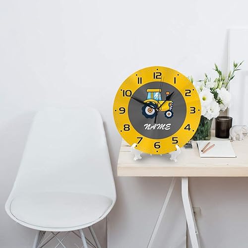 Vista 90 de Reloj de pared personalizado con diseño de unicornio y rosa con purpurina para habitación de los niños, reloj de pared personalizado con nombre