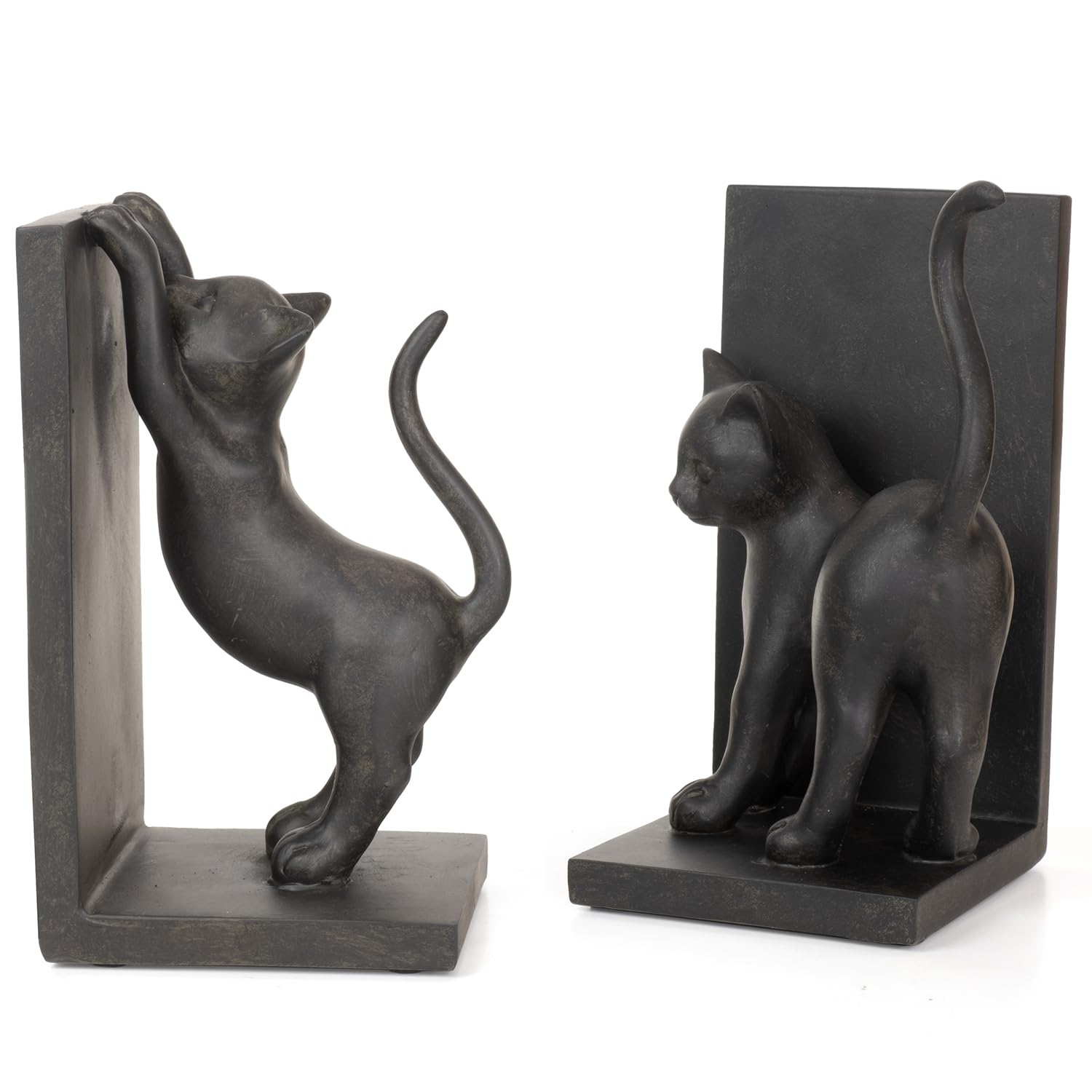 Moritz Lot de 2 serre-livres en forme de chat - Hauteur : environ 22 cm - Antique