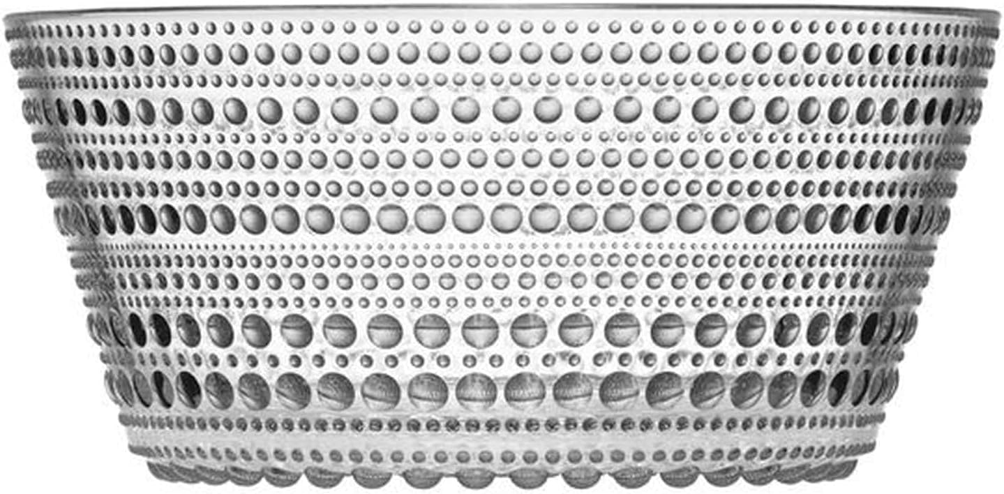 Iittala Kastehelmi Plate and Bowls, Glass, Transparent, 18.4 x 18.4 x 8.3 cm