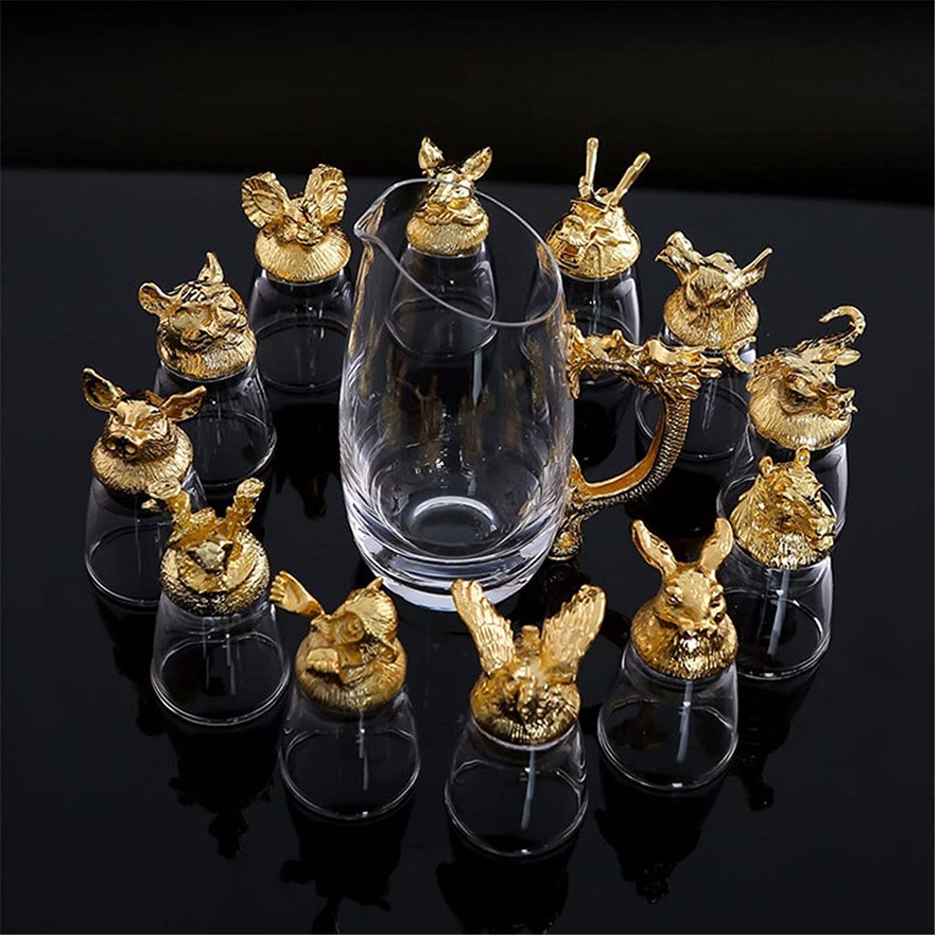 Set di decanter per bicchieri da vino bianco zodiacale in vetro di cristallo per uso domestico 12 set da bar regalo retrò cinese per feste da ristorante