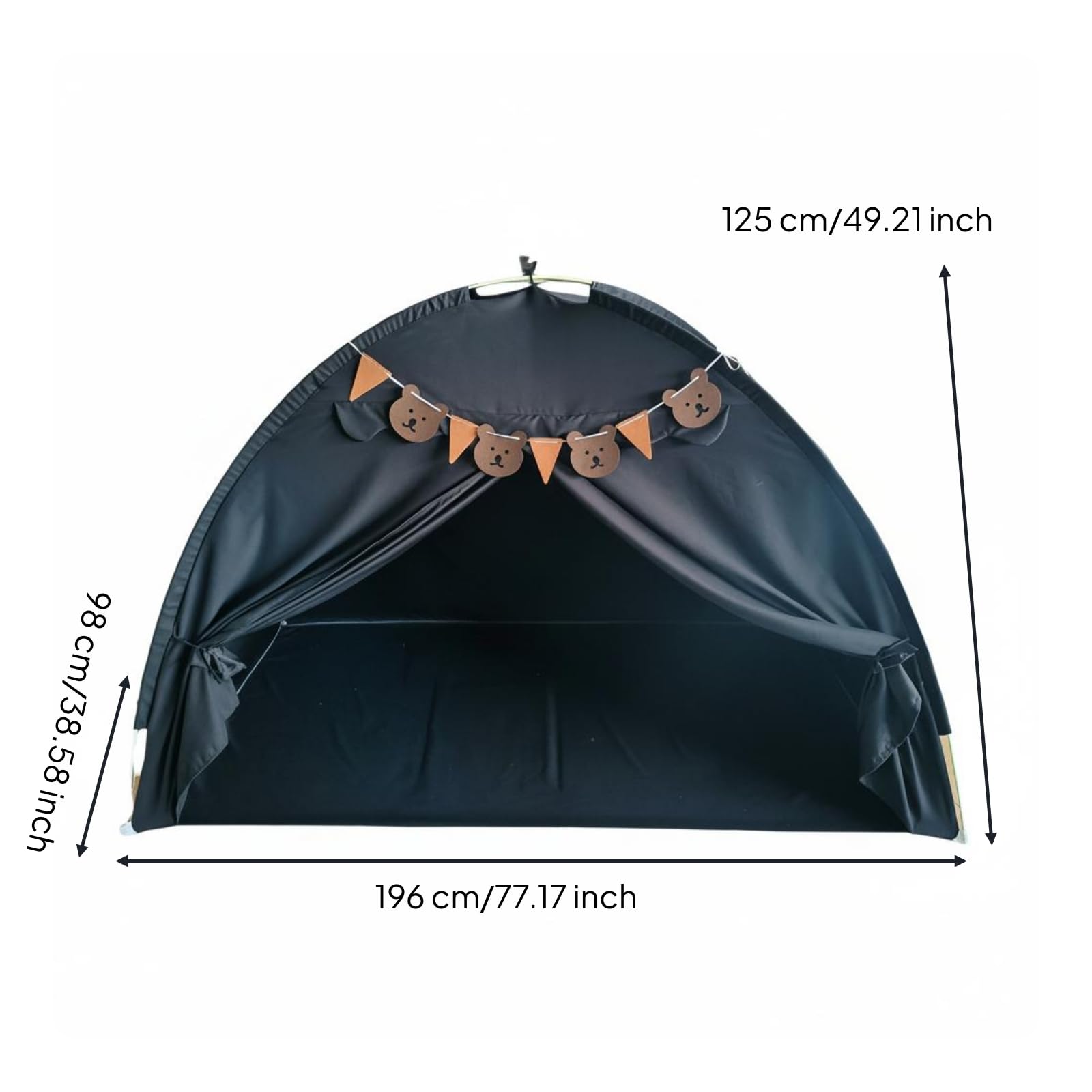 Tenda Gioco Bambini Tenda Giochi Bambini Capanna Bambini Ampia E Accogliente per Area Gioco E Lettura Materiale Vellutato Pesca Adatta per Lettura, Nero