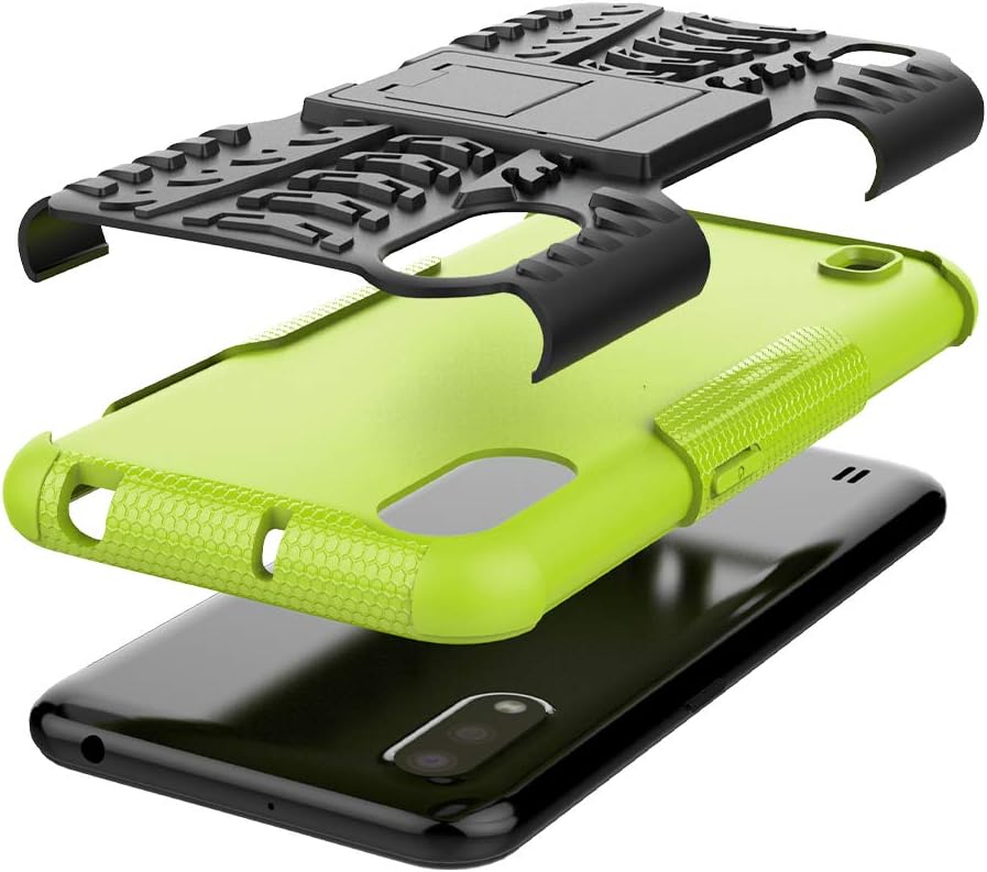 SKTGSLAMY Galaxy A01 Case, with HD Screen Protector, [Shockproof] Tough Rugged Dual Layer Protective Case Hybrid Kickstand Cover for Samsung Galaxy A01 (Green)