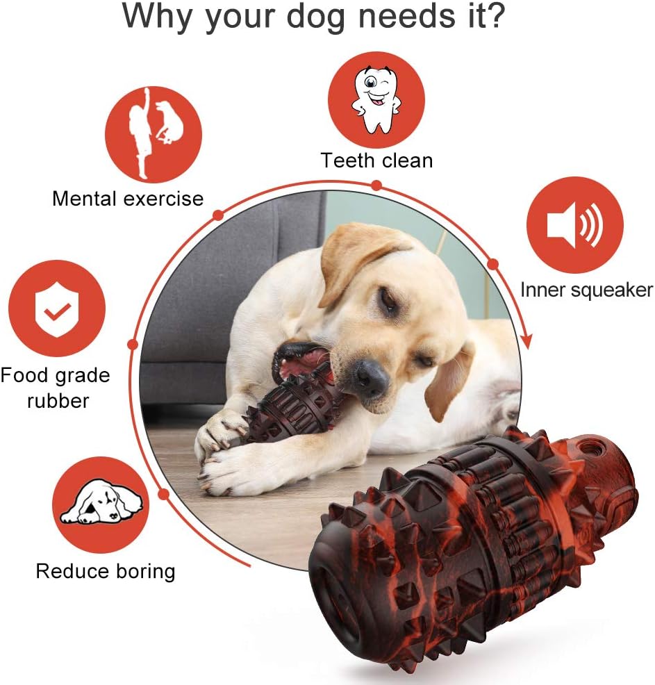 Pamlulu Dog Toys for Aggressive Chewer Medium Large-Interactive Indestructible Tough Dog Chew Squeaky Toys-Dog Birthday Halloween Dog Toothbrush Teeth Cleaning Toy