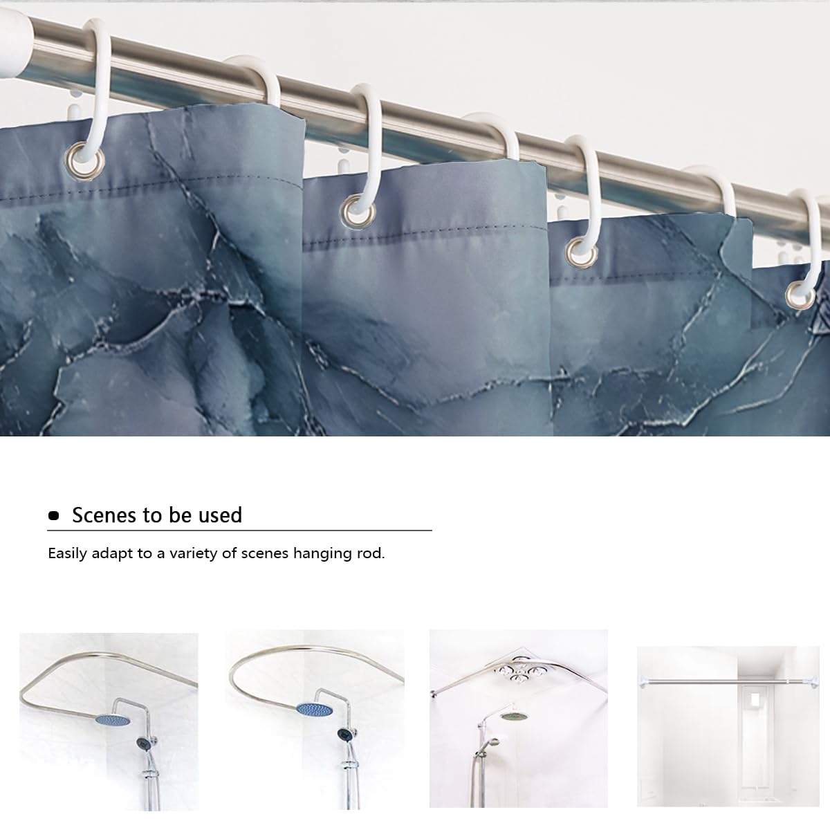 Cortina de ducha de poliéster nieprzemakalna Cortina abstrakta de mármol de textura Cortinas de baño de Estilo nórdico Cortinas de baño, nadająca się do prania, a máquina y secado rápido Con ganchos