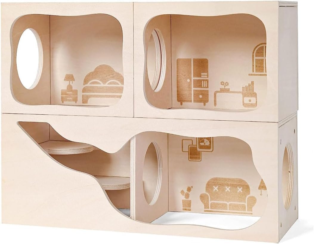Casa De Hámster Cámara De Escondite De Madera Túnel De Hámster Sirio Juguetes De Exploración Cobertizo Secreto, C