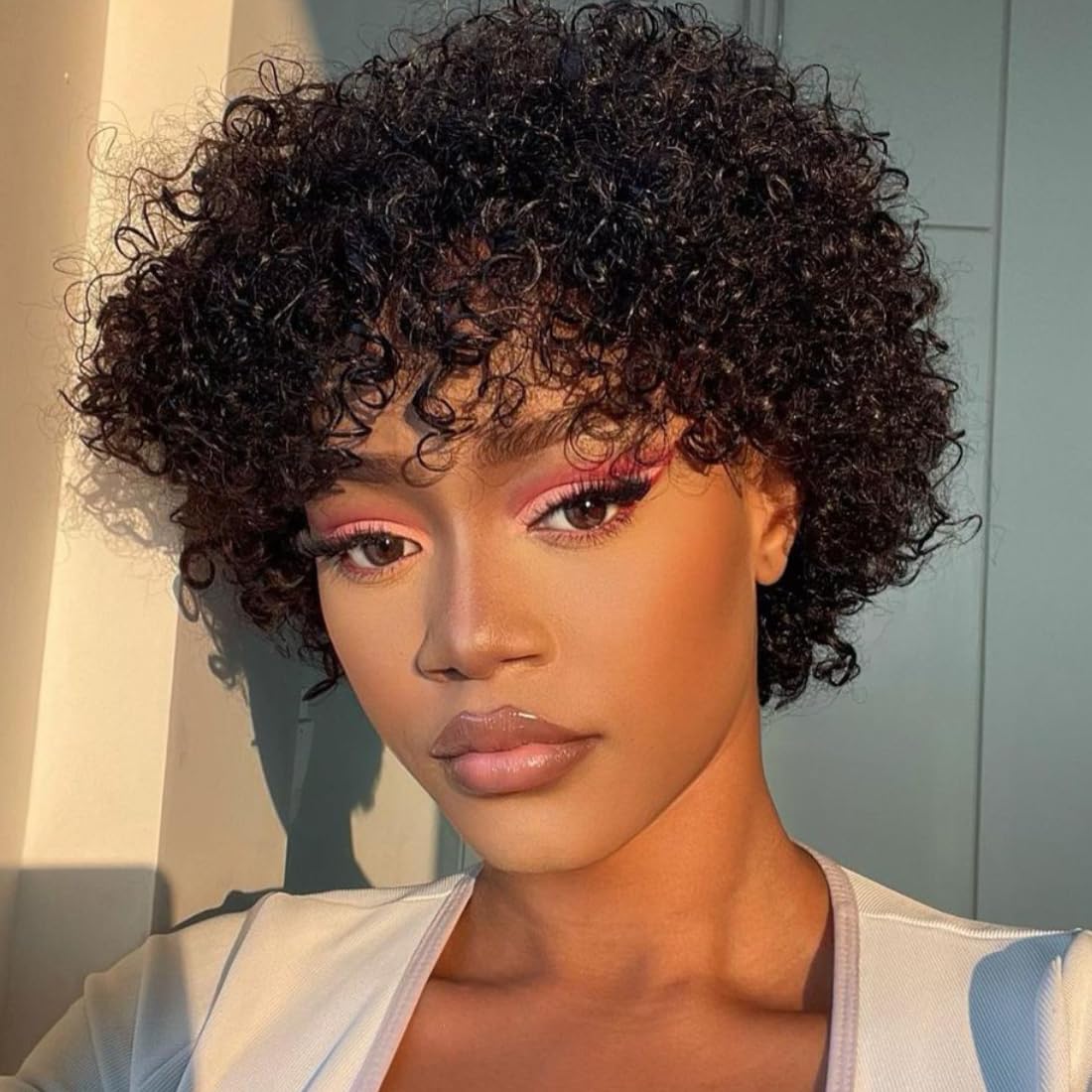 Sunber Short Bob Human Hair Wigs 13x1 HD Transparent Lace Front Short Curly Bob