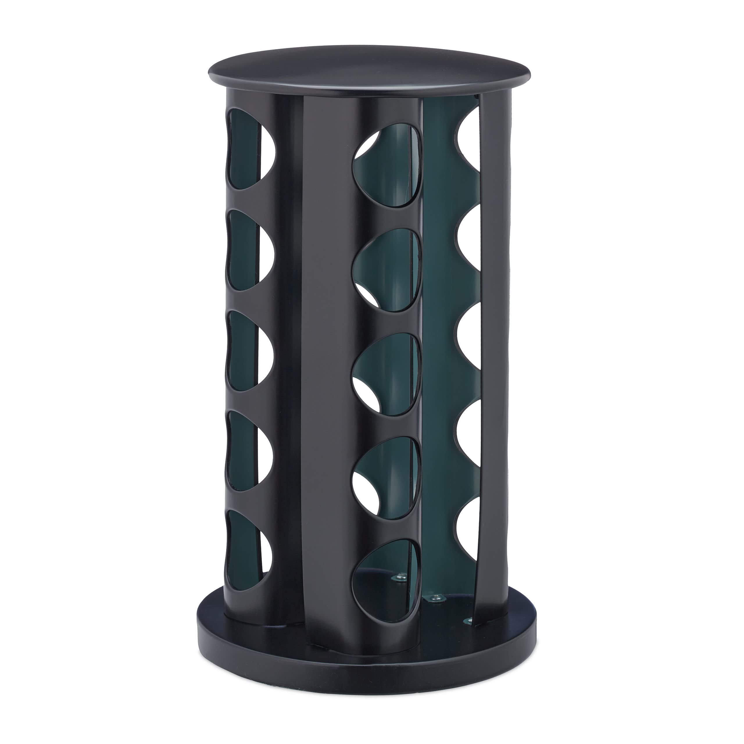Relaxdays Tourniquet à épices avec 20 Pots en Verre, Rotatif, Embouts tamiseur, remplir, pour la Cuisine, Noir