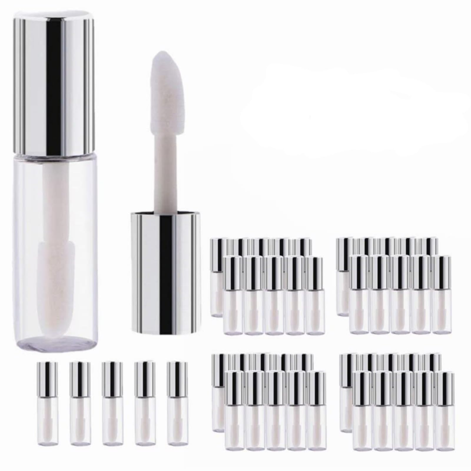 Mini tubo vuoto per lucidalabbra, Tubi per Lucidalabbra con Bacchetta, 45 pezzi mini balsamo per labbra da 1,2 ml bottiglia carina contenitore cosmetico vuoto tubo lucidante da viaggio