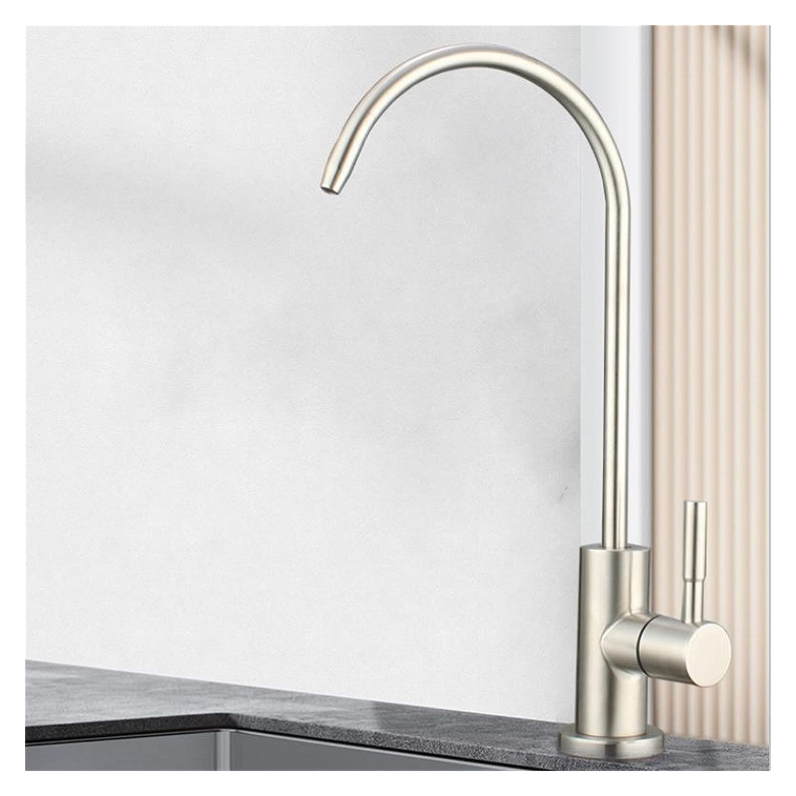 WDSOPK faucet Stainless Steel Sink Single Cooling Gold 1/4" Kitchen Direct Drinking Filter Reverse Osmosis Purifier Faucet (Silver A)