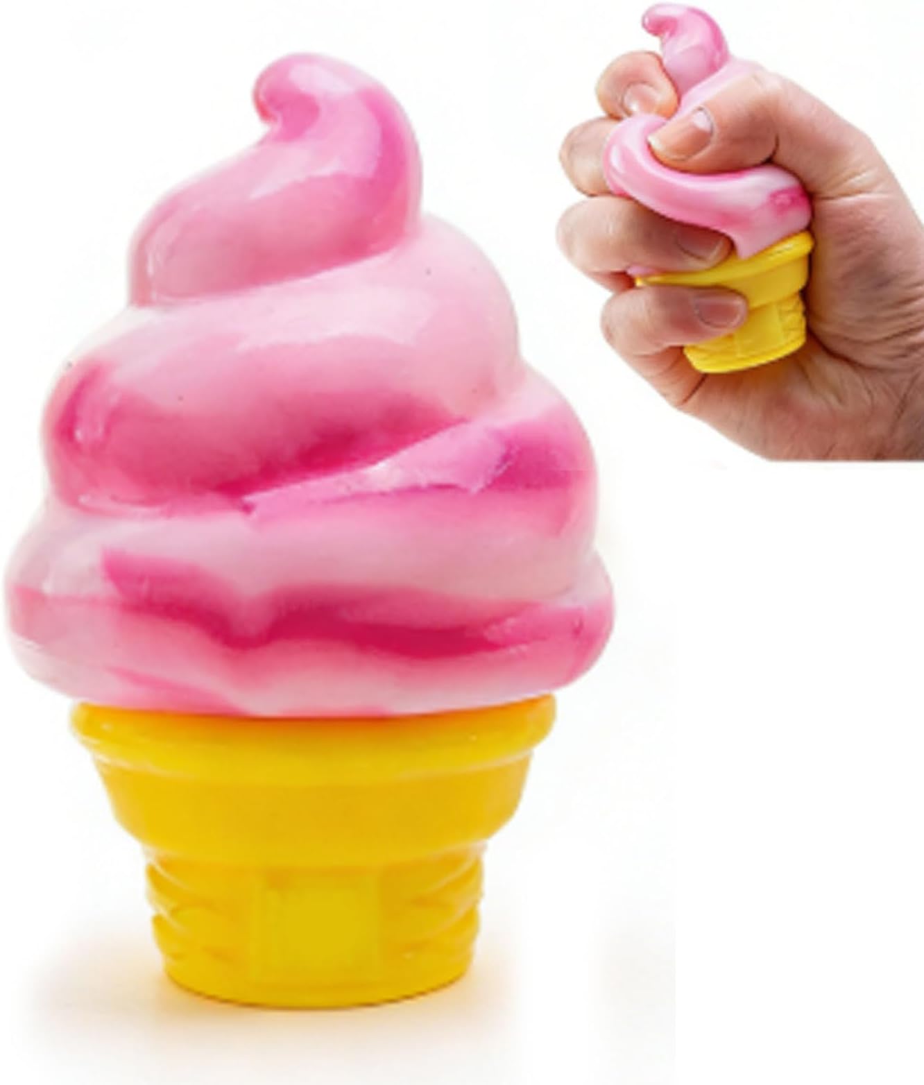 Ice Cream Squeeze Squishy, Ice Cream Squishy, Slow Rise Sensory Fidget Toy, Easter Basket Stuffers Party Favors (Pink)