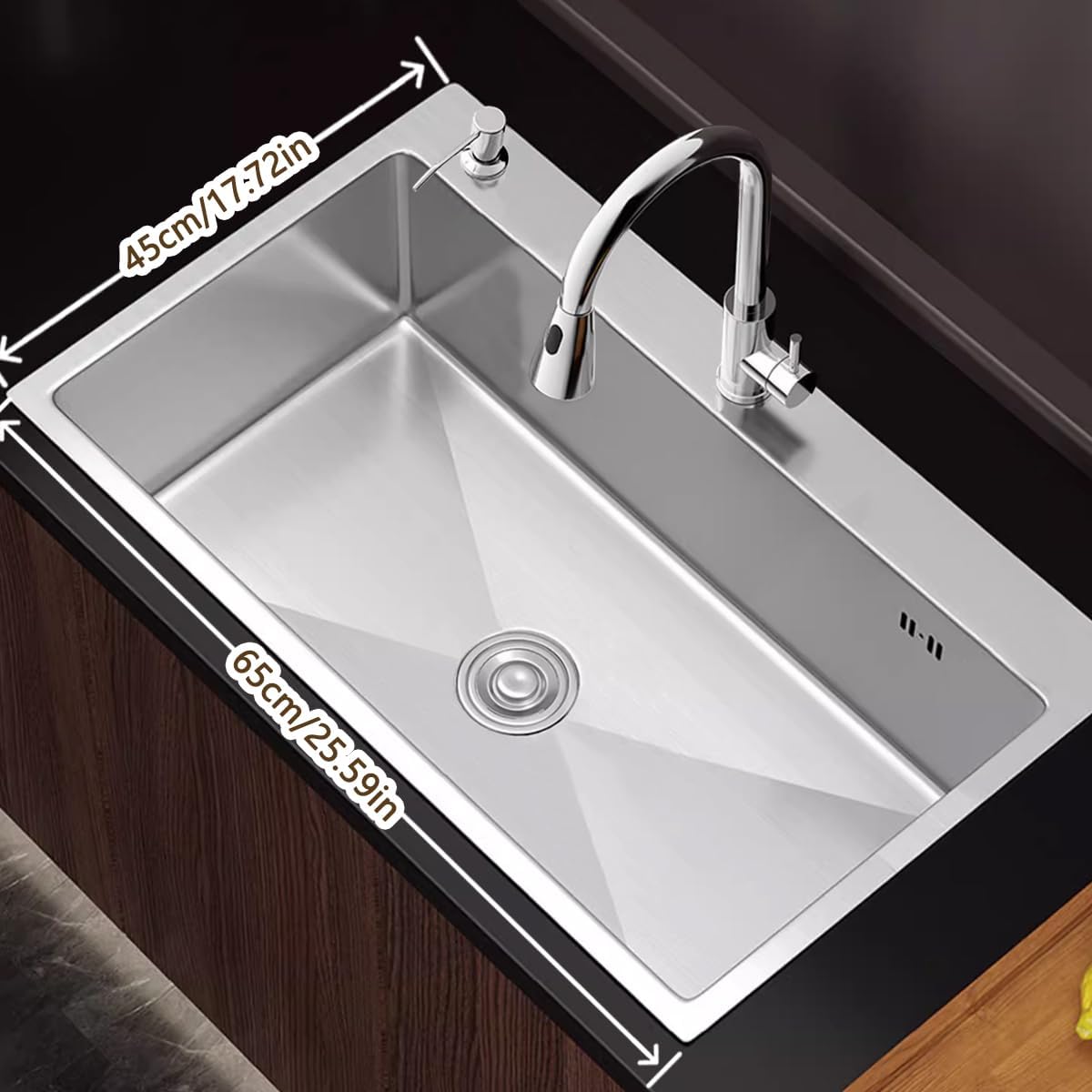 Stainless Steel Kitchen Sink, 25x17 Inch Workstation Kitchen Sink with Faucet Combo, Deep Single Bowl Sinks with Accessories, Topmount