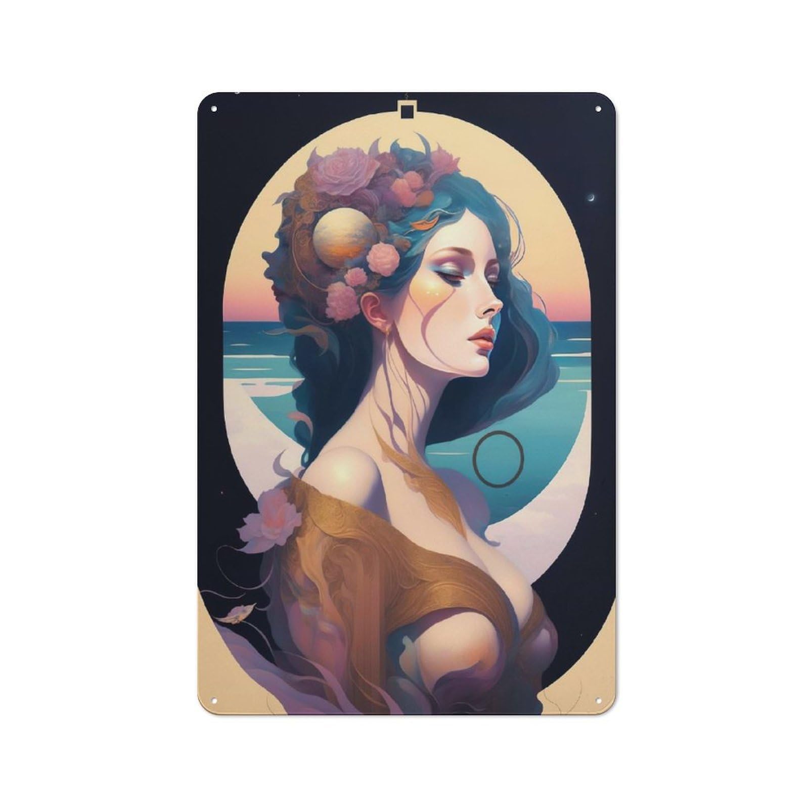 Junmoney Art Nouveau Retro Metal Sign 30X20cm For Living Room Or Hallway, For Updating Living Room And Hallway After Moving