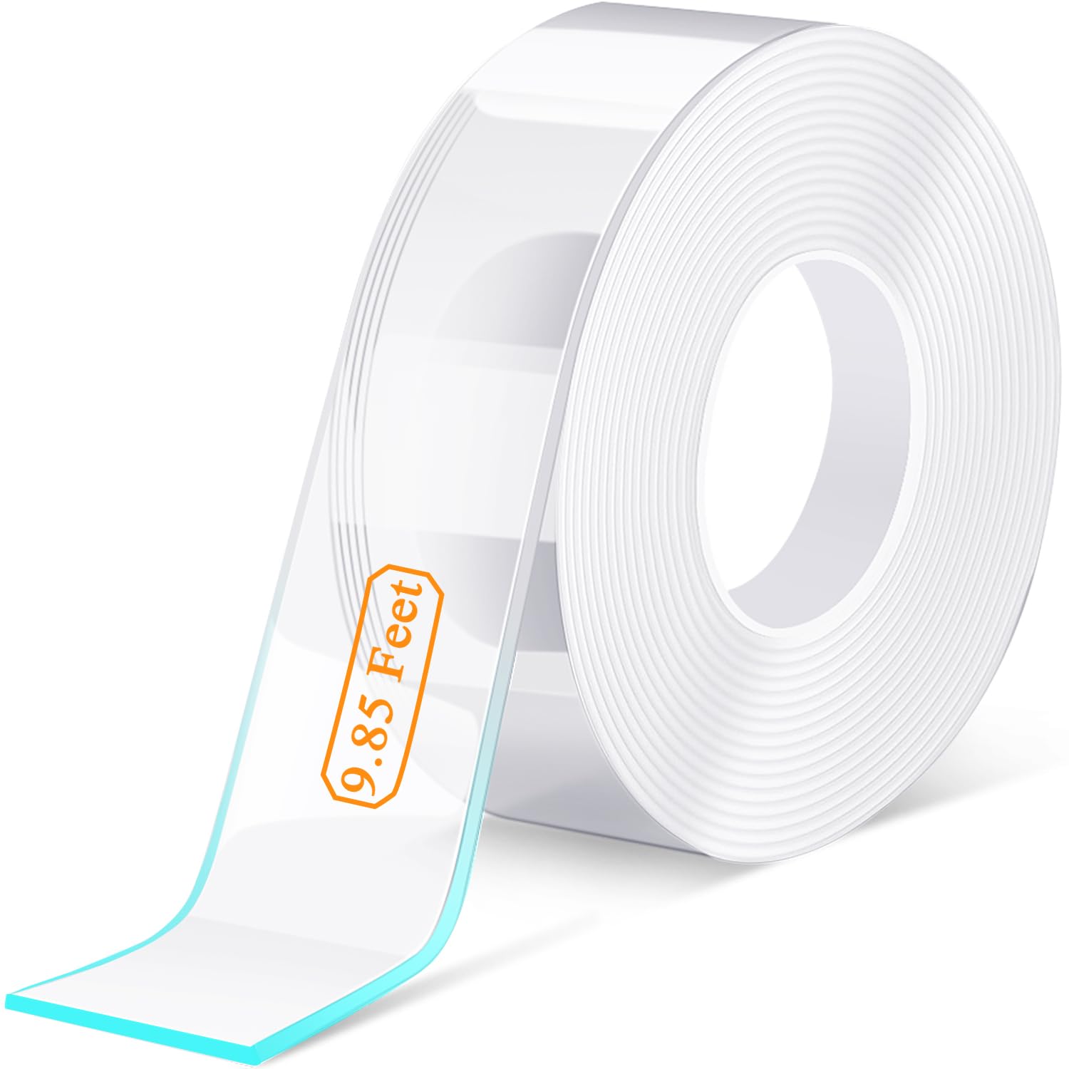 Bekhic Double Sided Tape Heavy Duty, 3.3FT 9.85FT 16.5FT Extra Large Nano Double Sided Adhesive Tape, Clear & Tough, Picture Hanging Strips Adhesive Poster Decor Carpet Tape (9.85 Feet)
