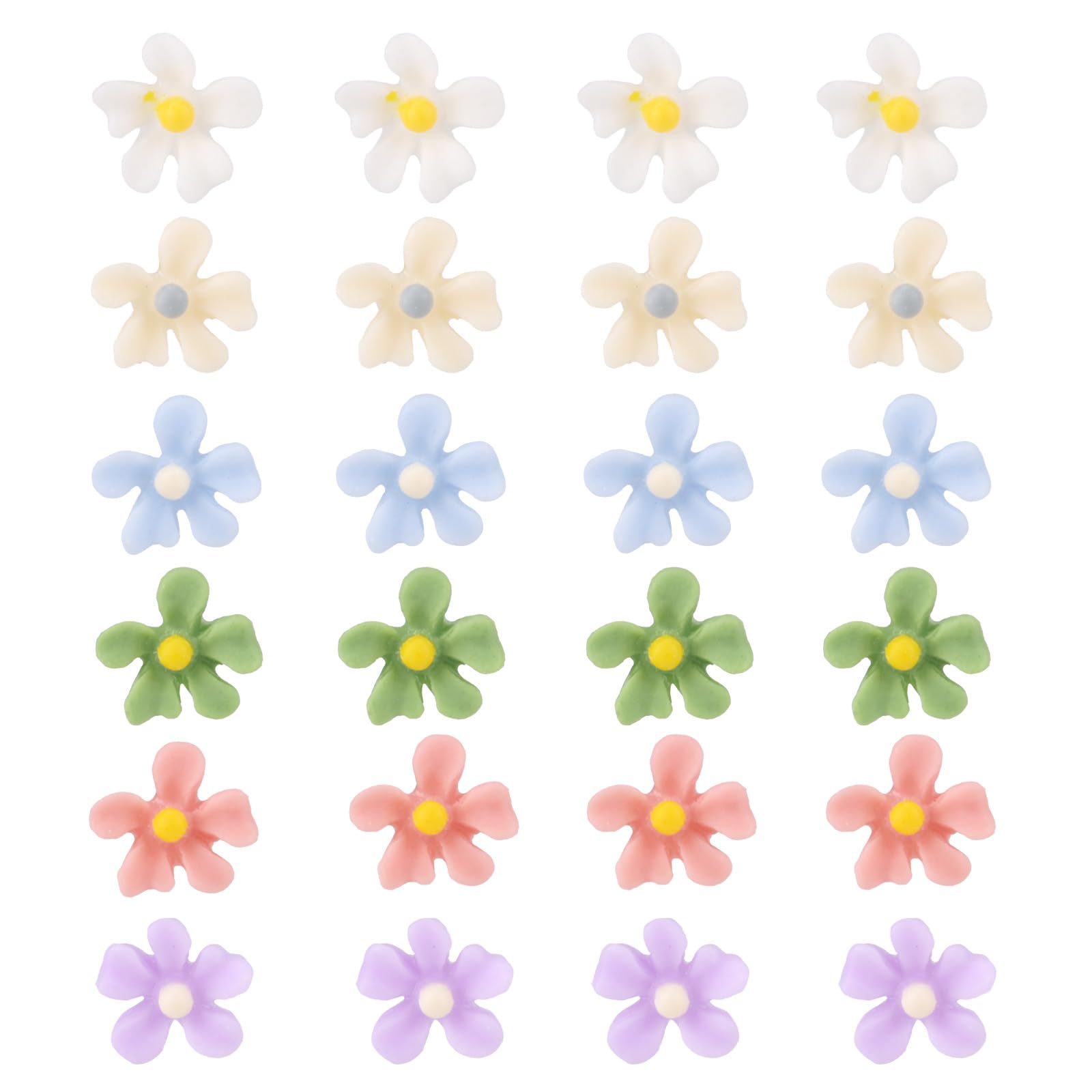Plastic Earrings, Flower Stud Earrings Colorful Daisy Rose Post Floral Ear Studs Plastic for Sensitive Ears