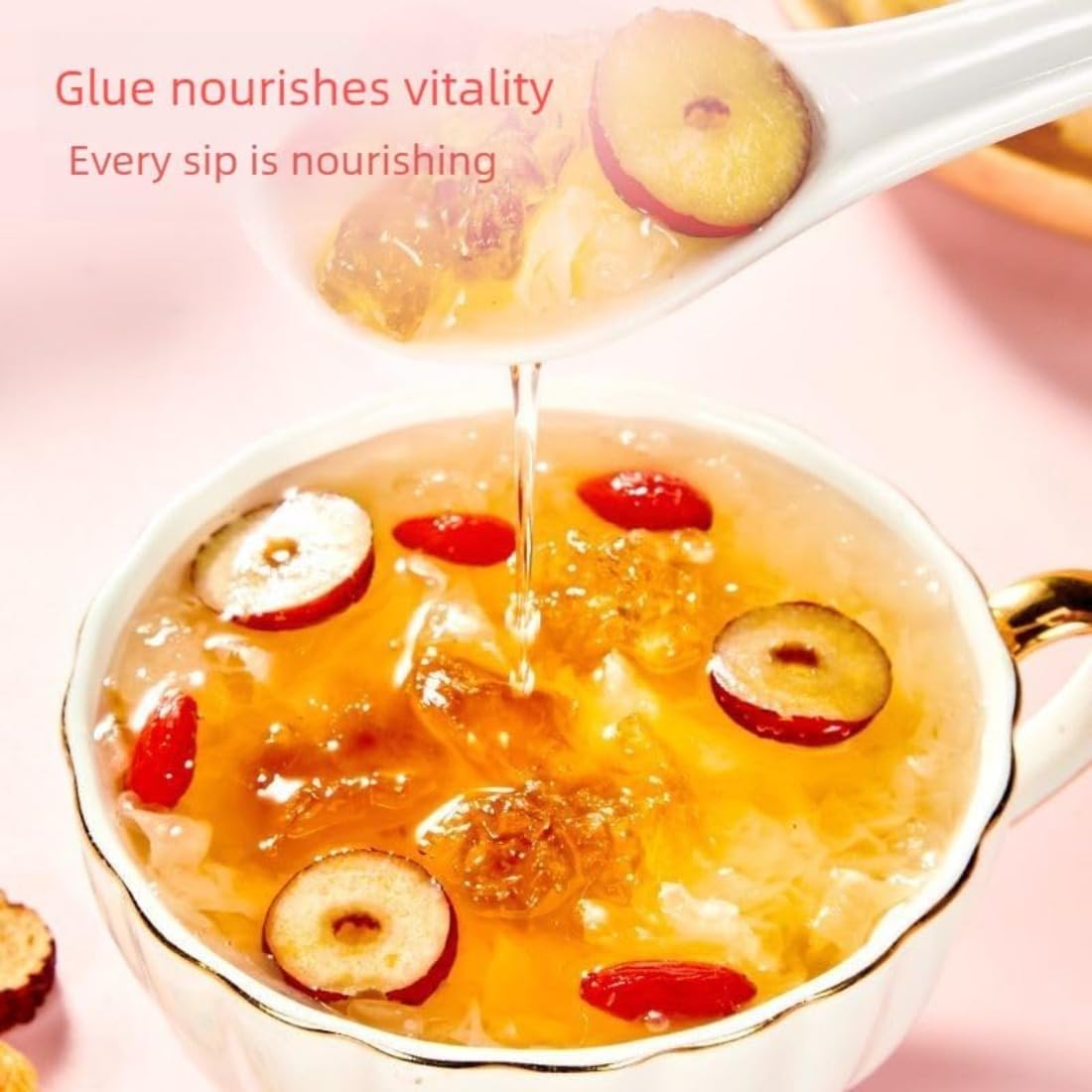 Pfirsichgummi-, Vogelnest- und Silberohr-Pilzsuppe | Fertige Dessertsuppe mit drei Zutaten, einzeln verpackt