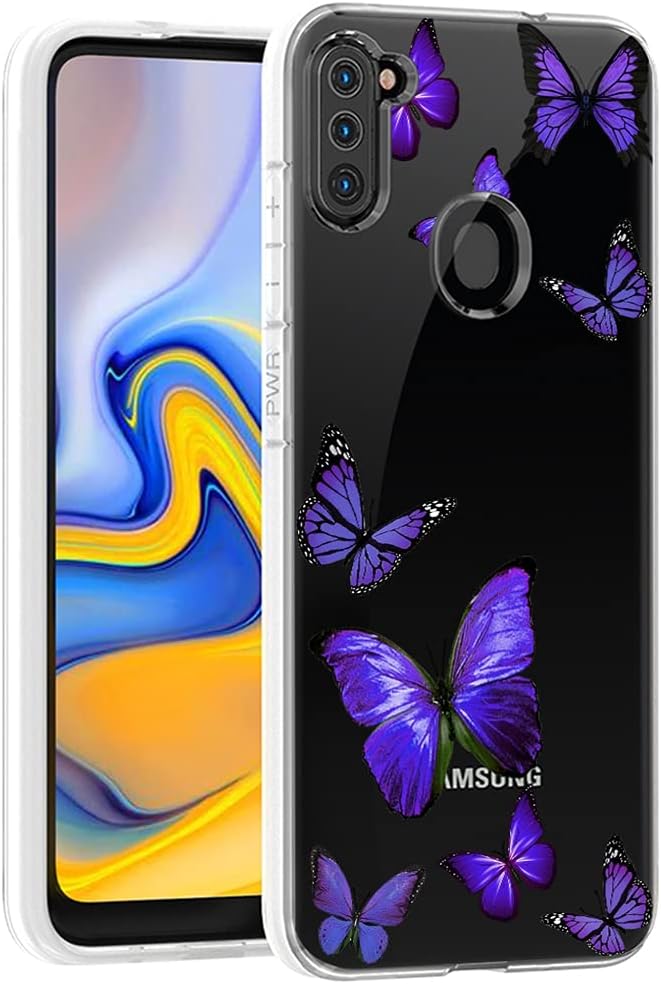 Case for Galaxy A11, Samsung A11 Case for Girls Women, Slim Shockproof Clear Pattern Soft Flexible TPU Back Phone Protective Cover Cases for Samsung Galaxy A11 (Purple Butterfly) image 5