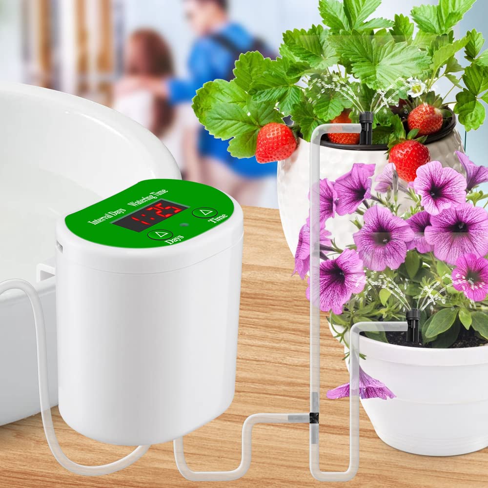 Sistema di irrigazione automatico Dispositivo di irrigazione a tempo per giardino, terrazza, kit di irrigazione a goccia per piante in vaso, irrigazione per vacanze