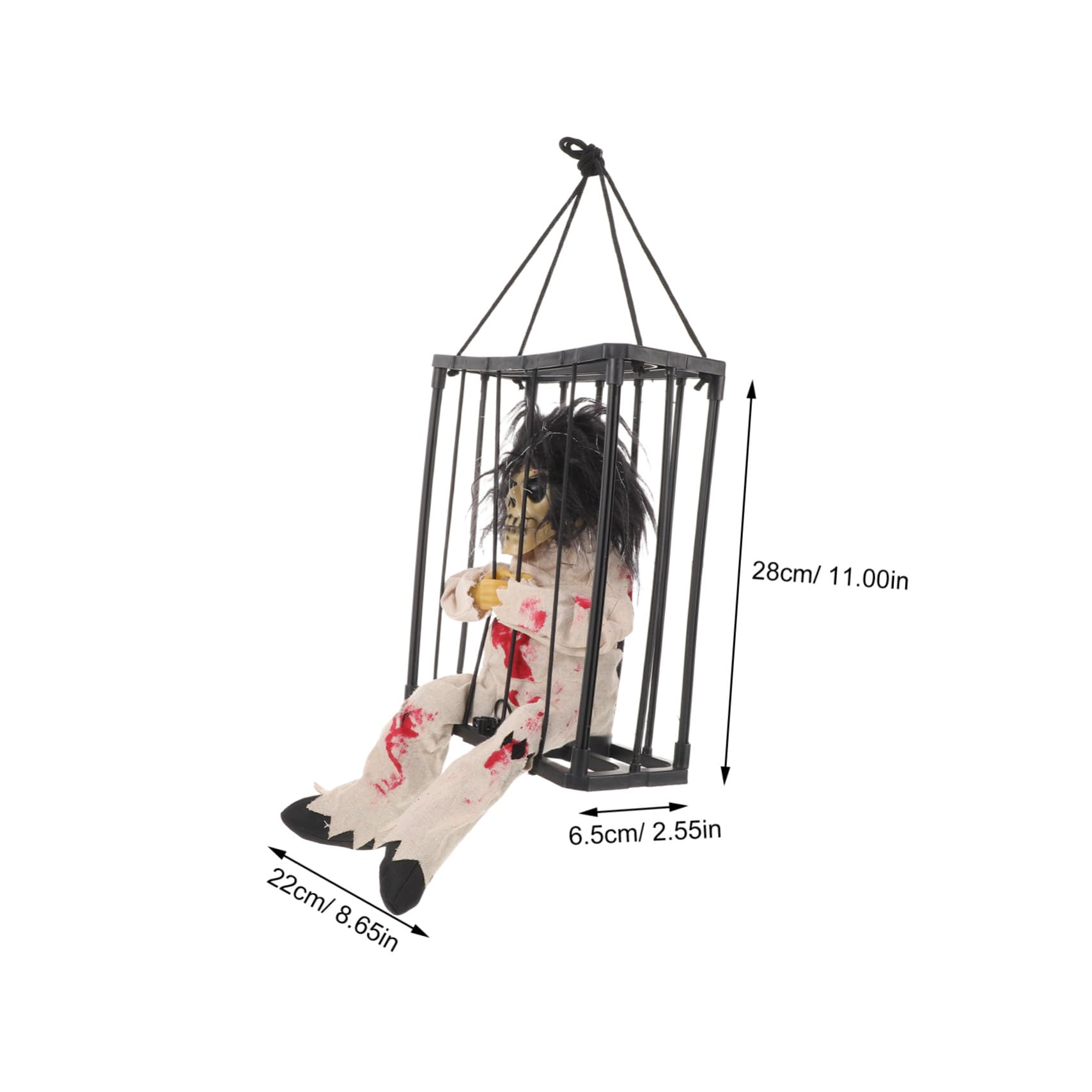 Decorazione Halloween Animata Scheletro Gabbia con Suono Spettrale Sensore Attivato Fantasma Appeso Leopardo per Interni ed Esterni Ornamento Illuminato e Spaventoso