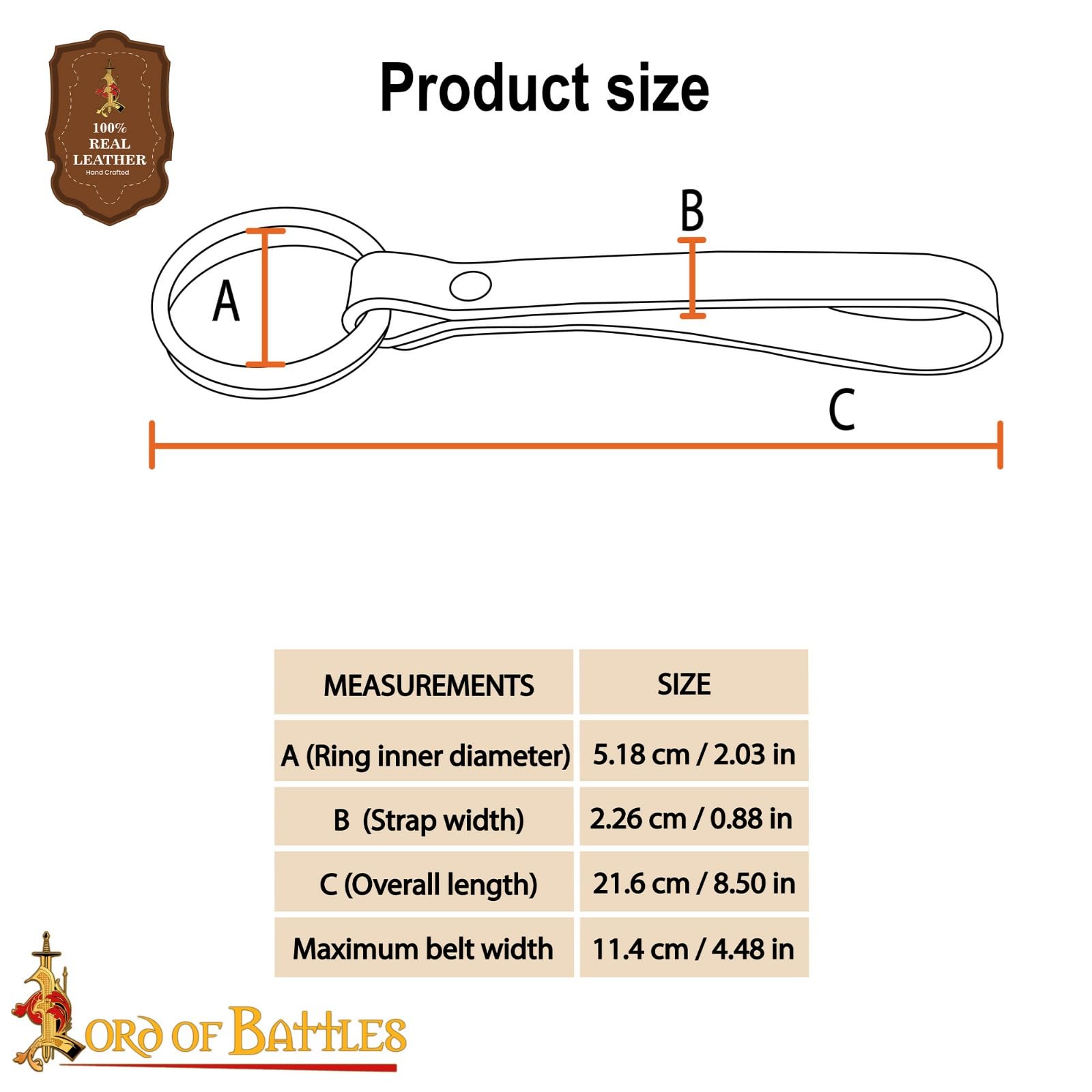 Lord of Battles 2pcs Skirt Hikes Handmade 100% Full Grain Leather Waist Skirt Hoops Accessory for Renaissance, Cosplay (Brown) - Image 4