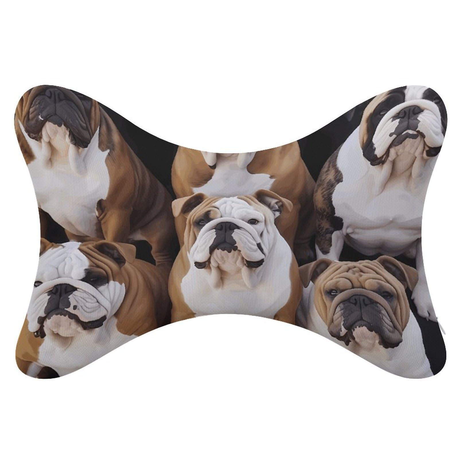 FekiLoot English Bulldogs Car Headrest Set of 2,Softness Memory Foam Car Neck Pillow with Breathable Removable Cover Car Neck Support Pillow Ergonomic for Driving, Office