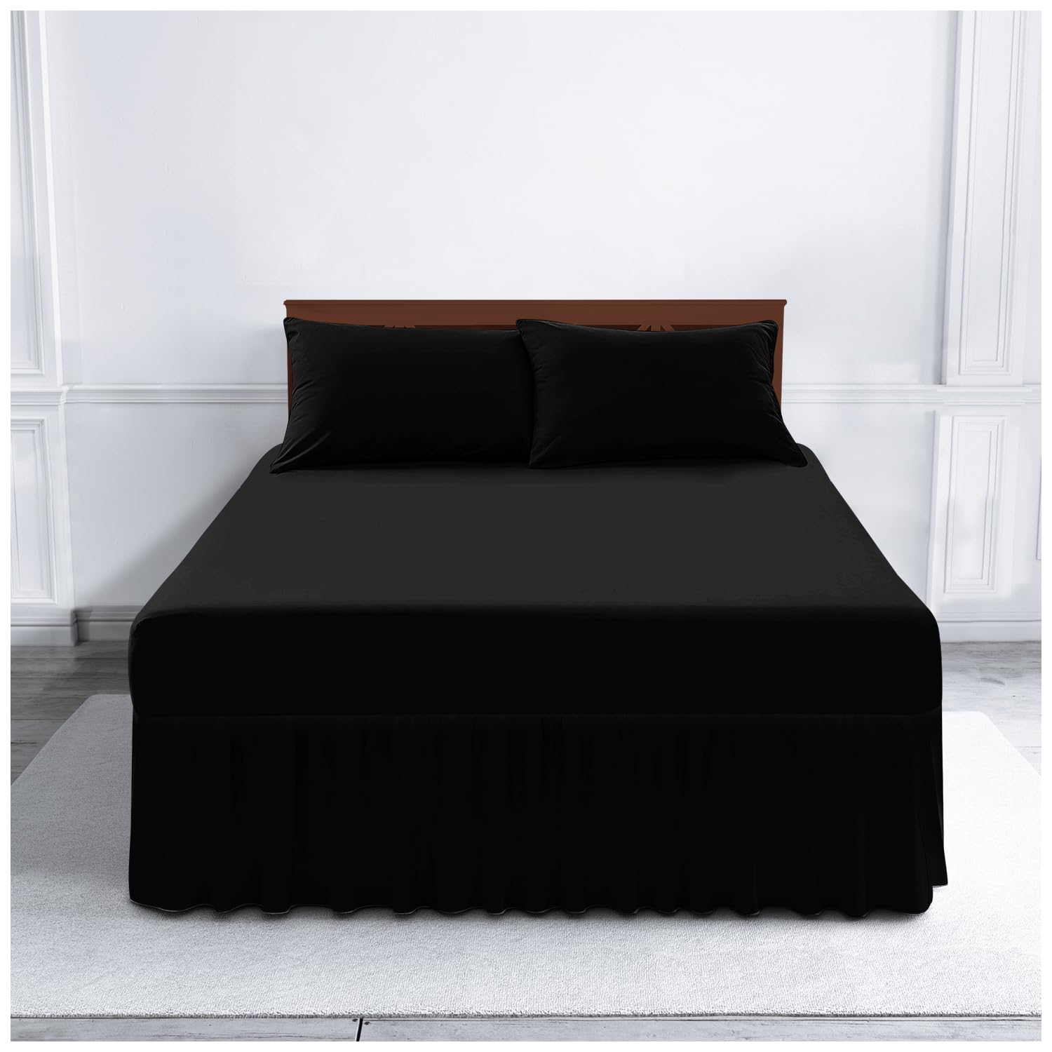 Gc Gaveno Cavailia Black Non Iron Valance Sheet, King Size,