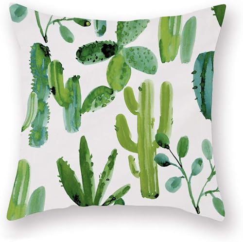Fundas de almohada con plantas tropicales, cactus, decoración súper suave para el hogar, funda de cojín para sofá de 18 x 18 pulgadas (Cactus08)