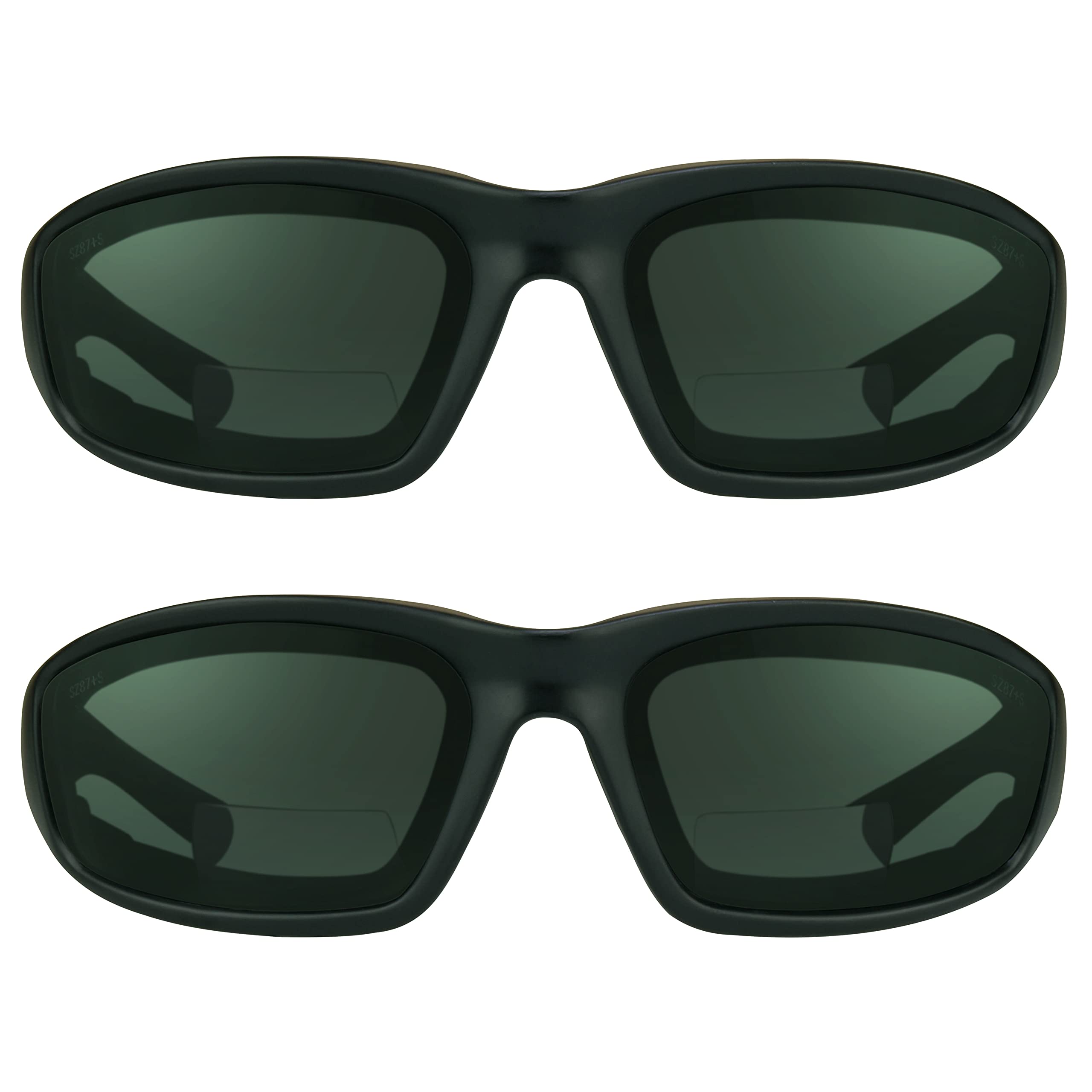 Bikershades Motorcycle SAFETY Bifocal Sunglass +2.50 Reader Smoke Z87 Foam Padded 2 Pairs