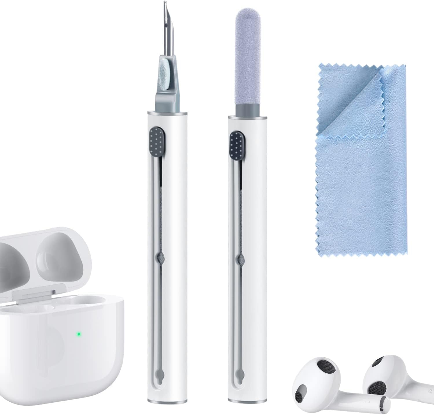 2Pcs Earbud Cleaning kit๏ผ Multi-Function Cleaning Pen with Soft Brush Flocking Sponge๏ผSuitable for Bluetooth Headset, Charging Box, Mobile Phone, Earbud