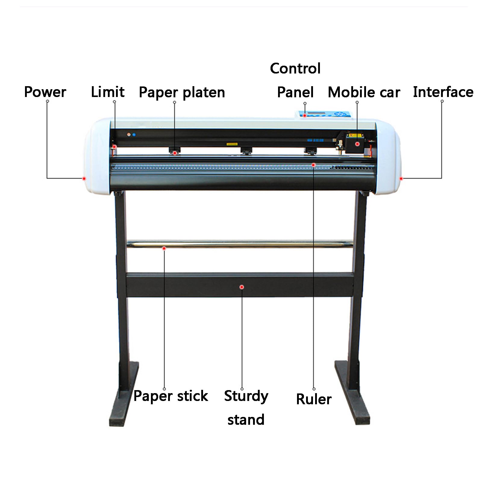 Plotter Cortador de Vinilo para Pegatinas con Soporte, Controles Digitales y Rueda de presión de Doble Resorte Ajustable para la fabricación de letreros gráficos y Manualidades.