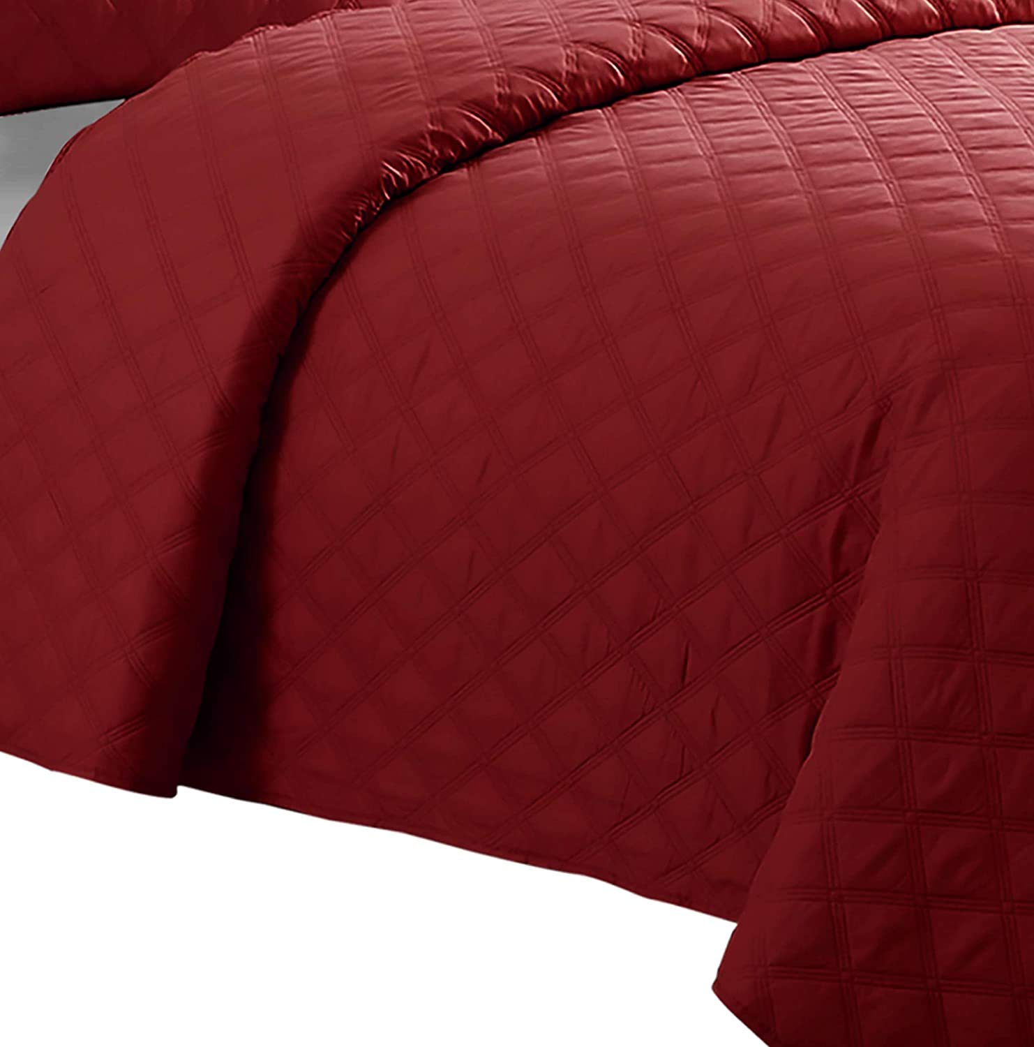 B&B Parure de lit réversible matelassée avec 1 taie d'oreiller - Motif en relief - Rouge