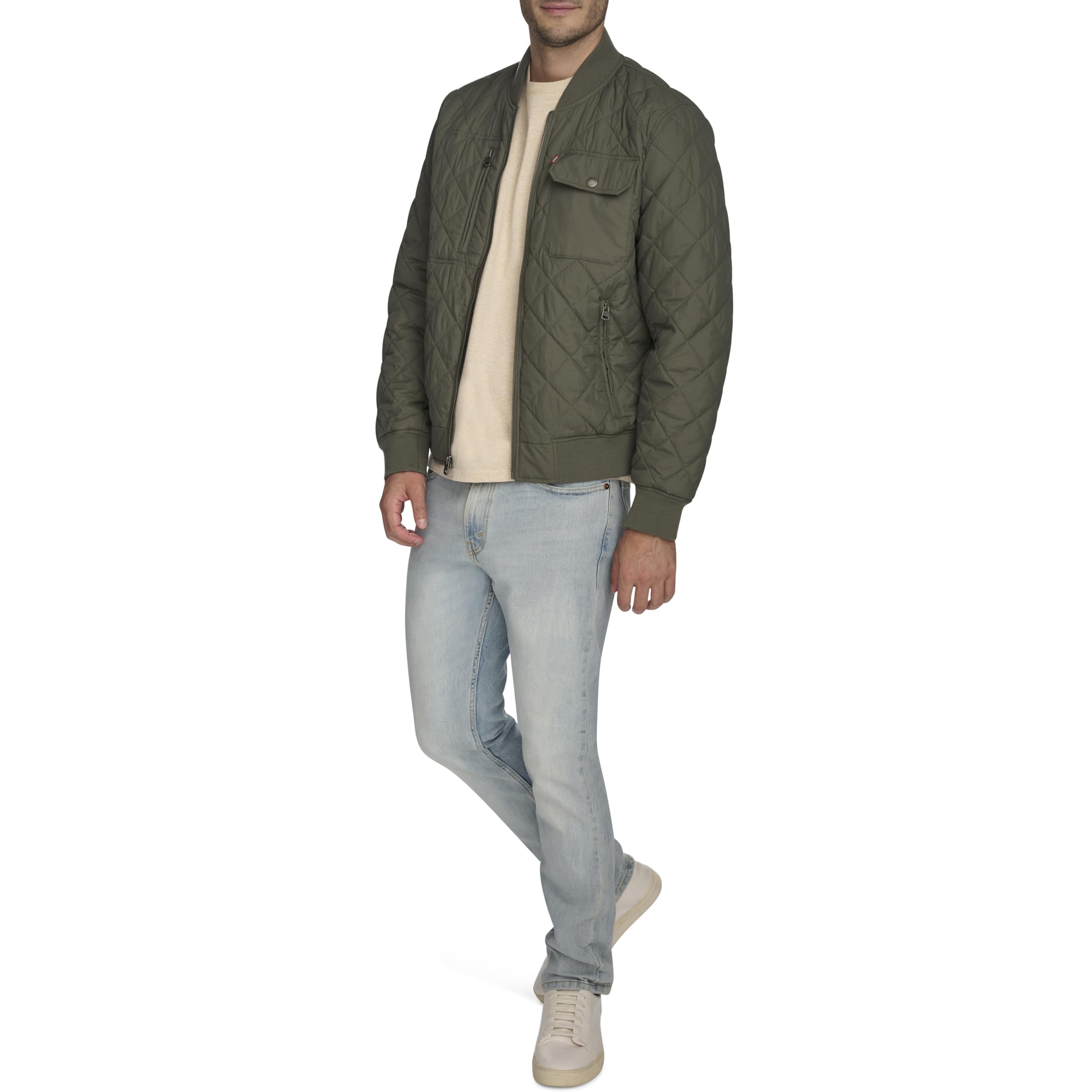 Levi's Herren Men's Diamond Quilted Bomber Jacket Jacke, Salbeigrün, M – Ansicht 2