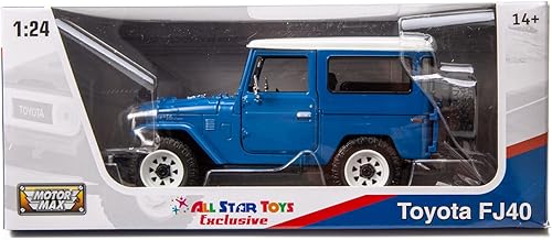 Miniatura 8 de All Star Toys Exclusivo Toyota Land Cruiser FJ40 Royal Blue con ruedas todoterreno personalizadas modelo 124 fundido a presión por Motormax 79323 FJ